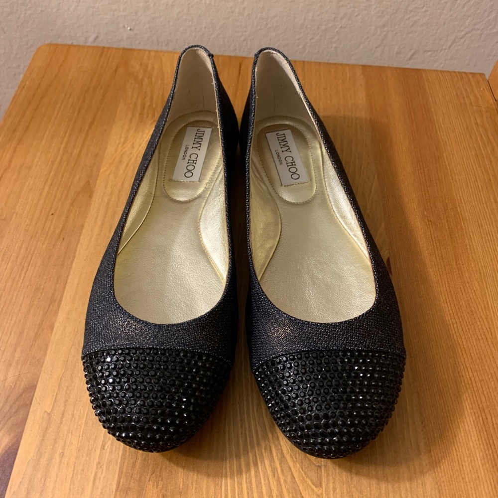 Jimmy Choo Ballet Flat Cap Toe Denim